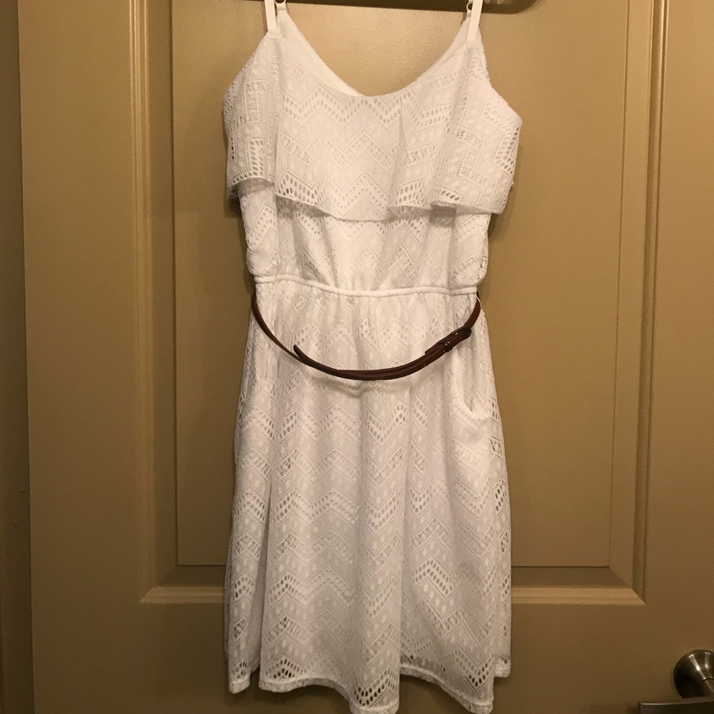 Flowy white lace dress